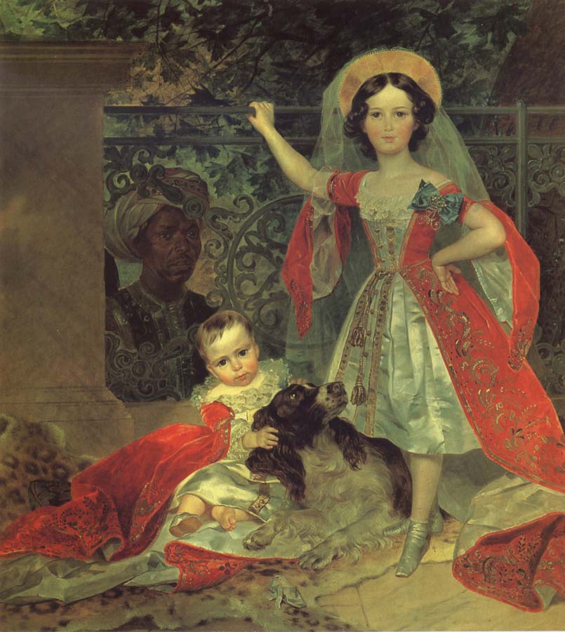 Karl Briullov Portrait of the young princesses volkonsky by a moor